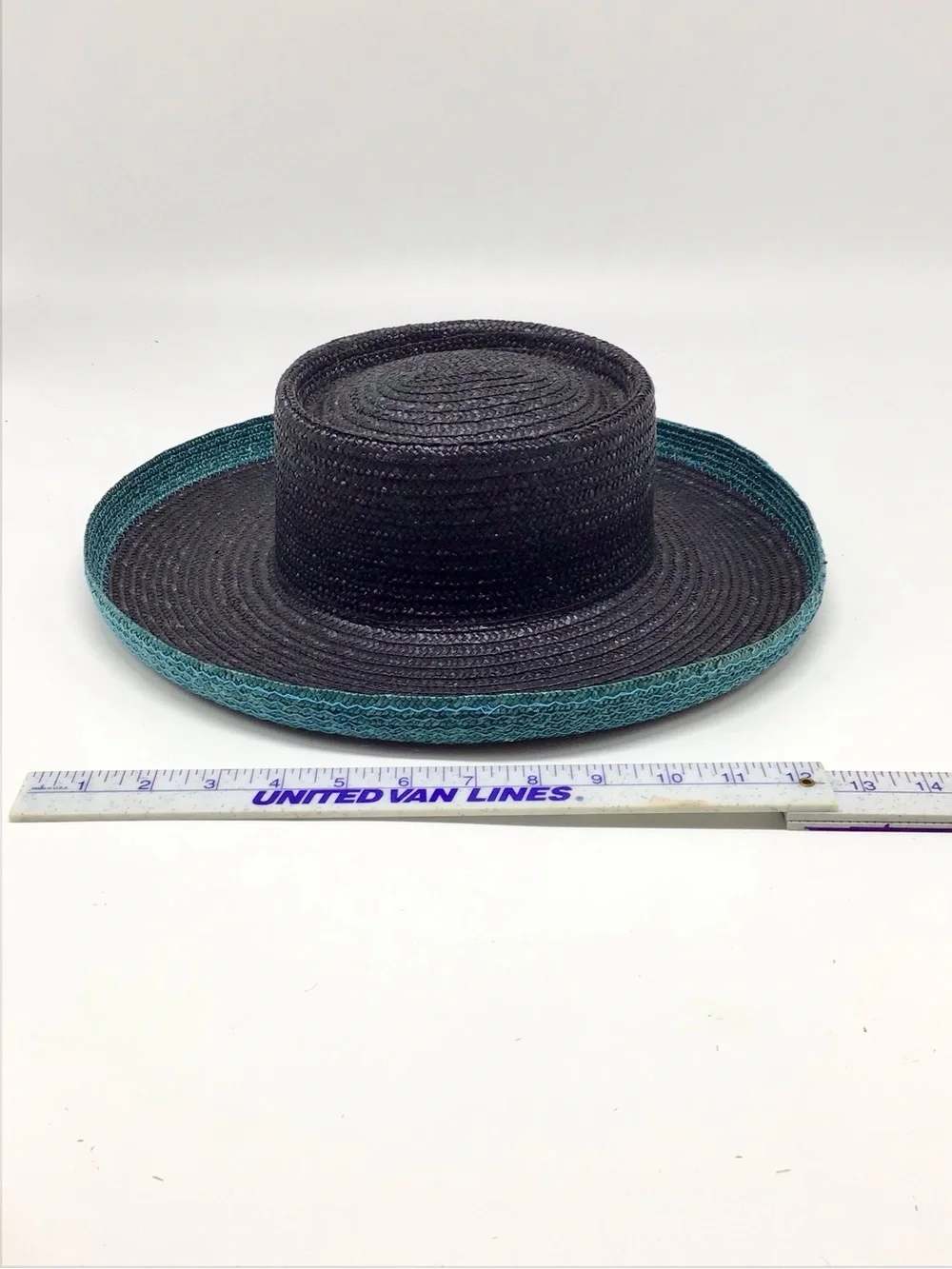 Wide Brim Straw Hat with Teal Trim